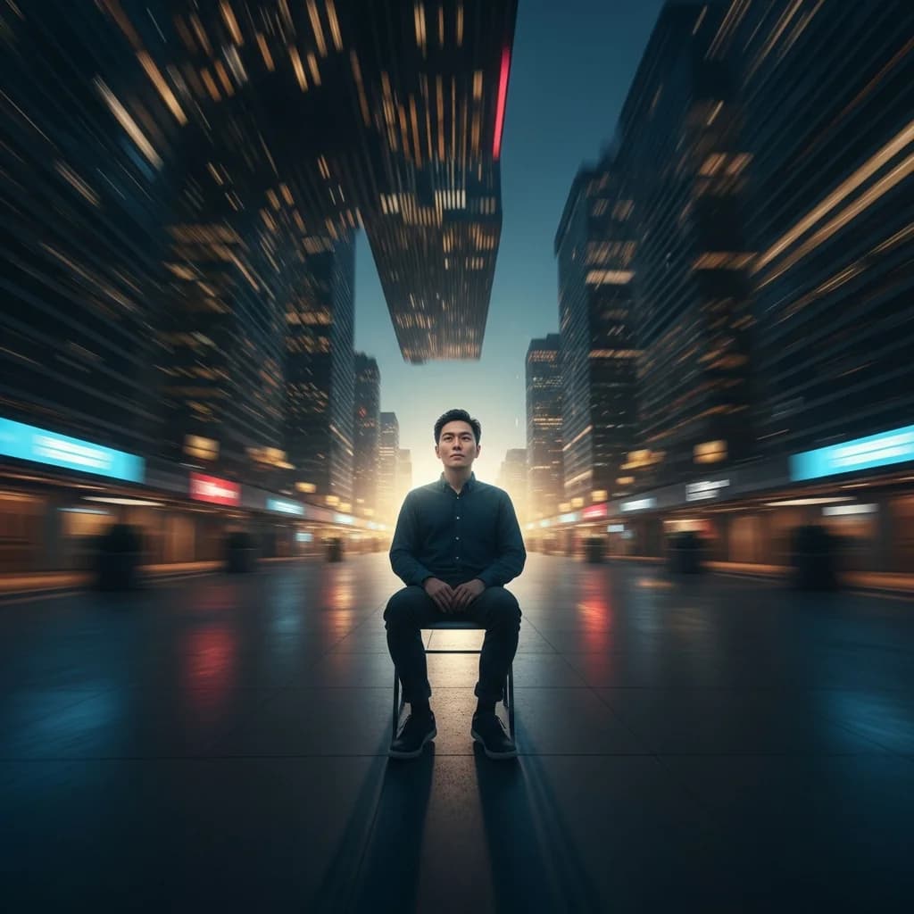 电影感运动模糊人像与时间扭曲