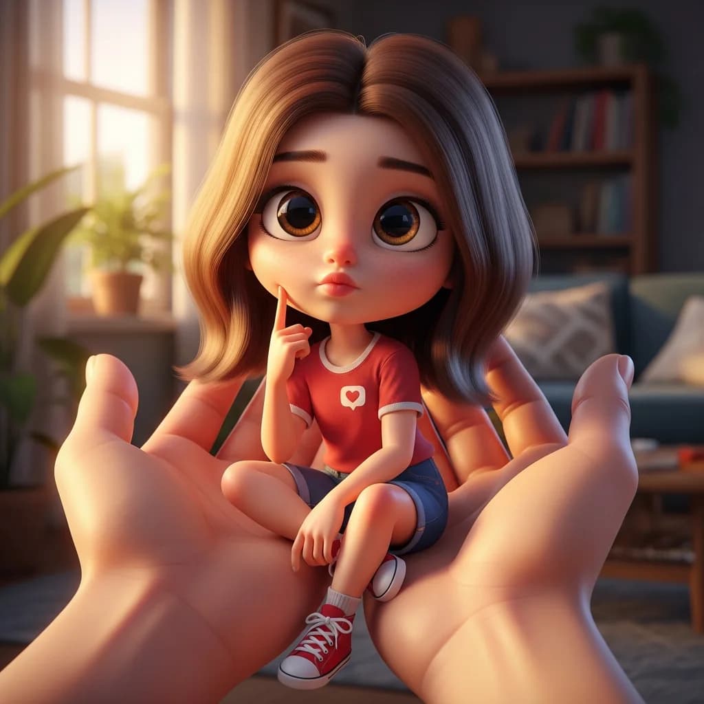 可爱Q版女孩：温柔手心呵护