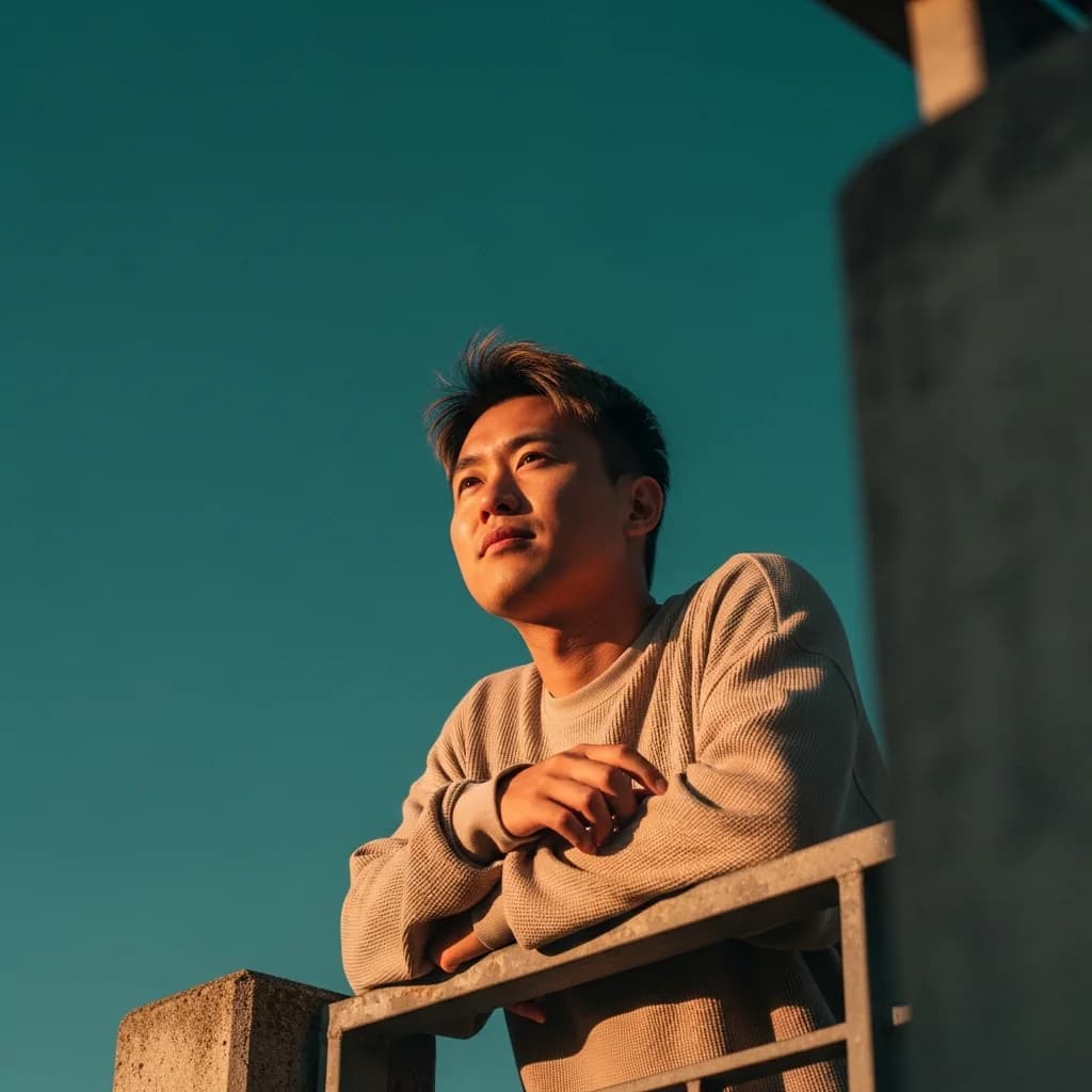 电影感低角度人像：暖阳