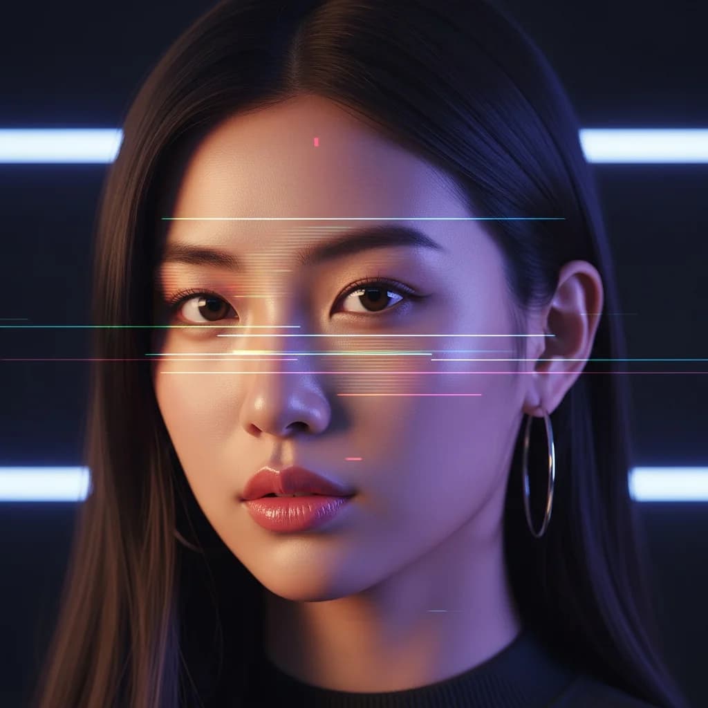 赛博美学肖像：故障艺术与现代风情