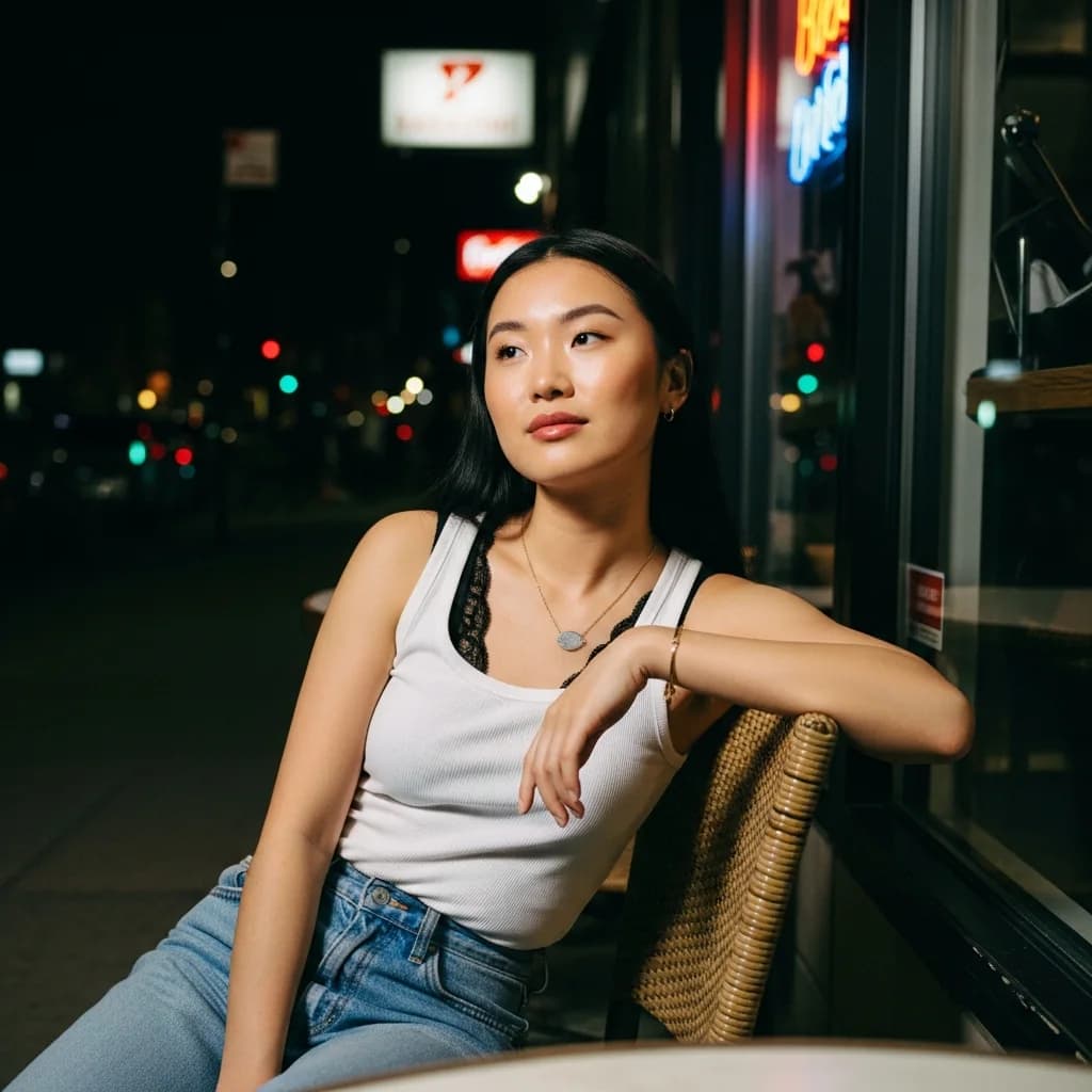 夜晚街头人像：闪光灯与霓虹光影