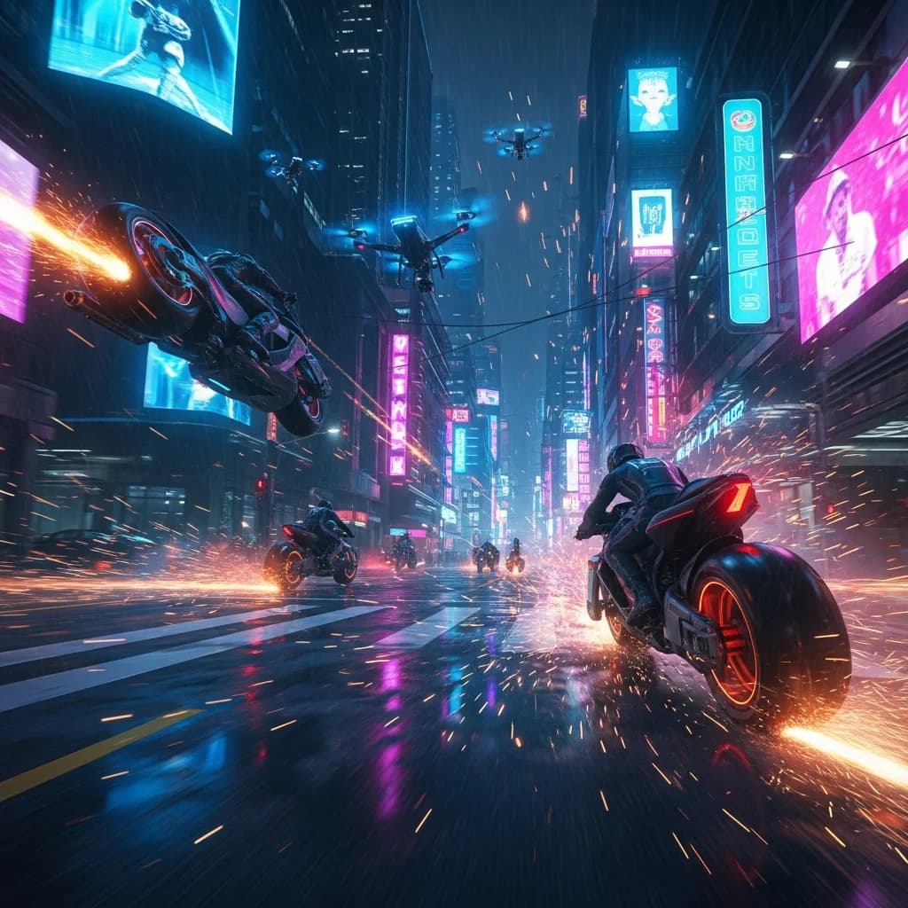 霓虹夜色混沌：动态未来巨城