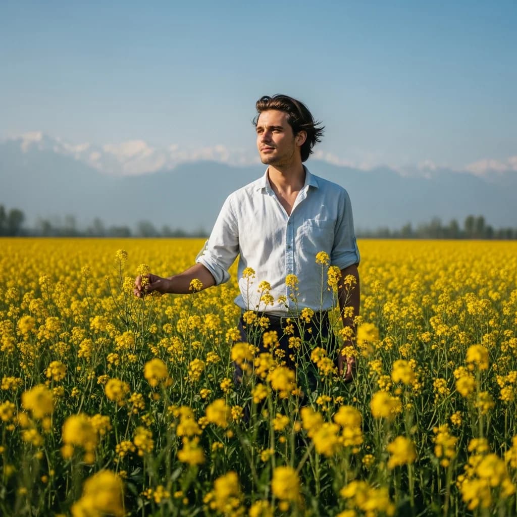 克什米尔：芥子花海中的宁静肖像