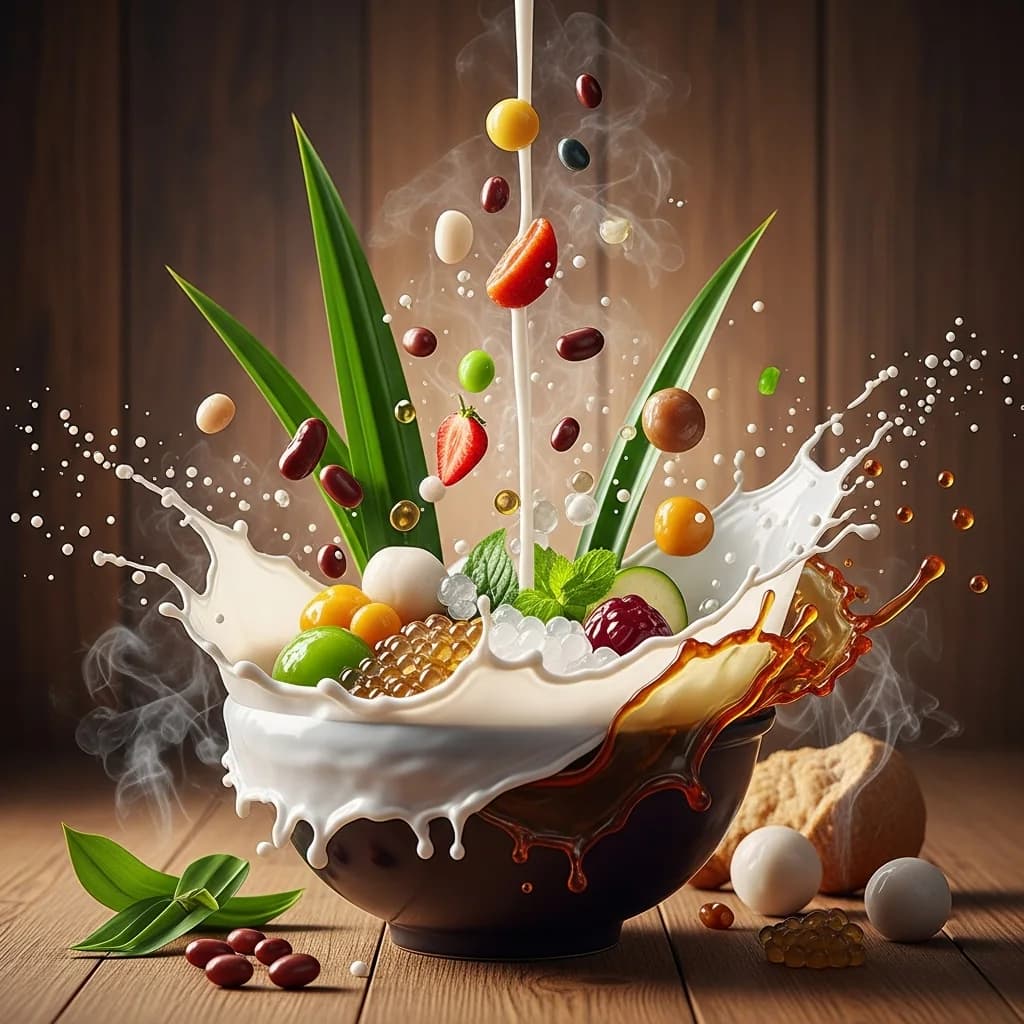甜点飞溅：空中定格的美味