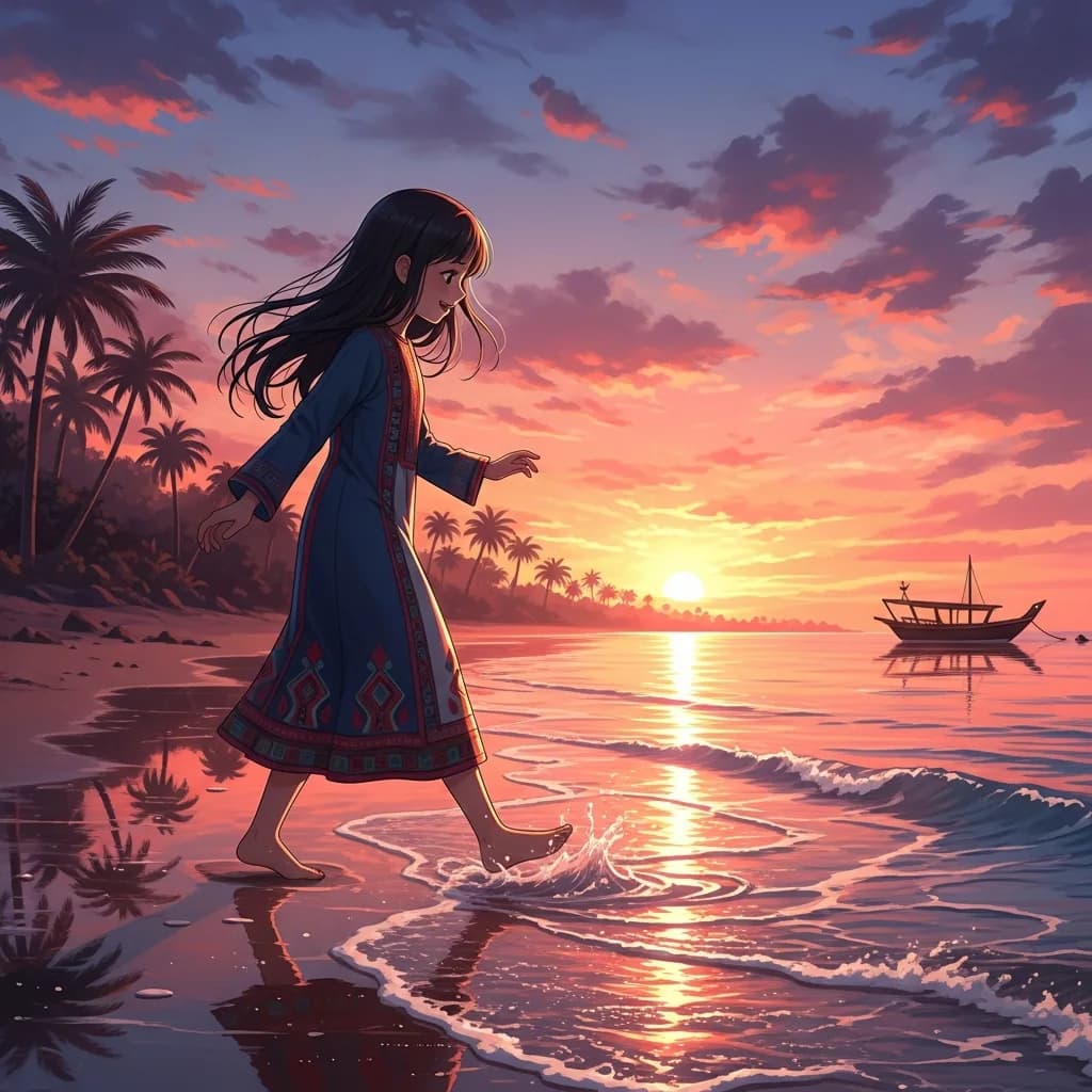 落日宁静：海滩冒险