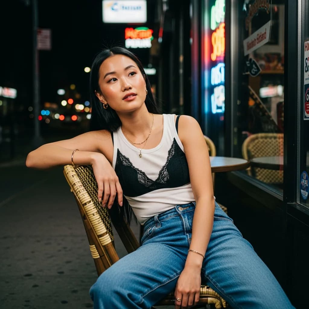 午夜都市肖像：AI提示词的精准呈现