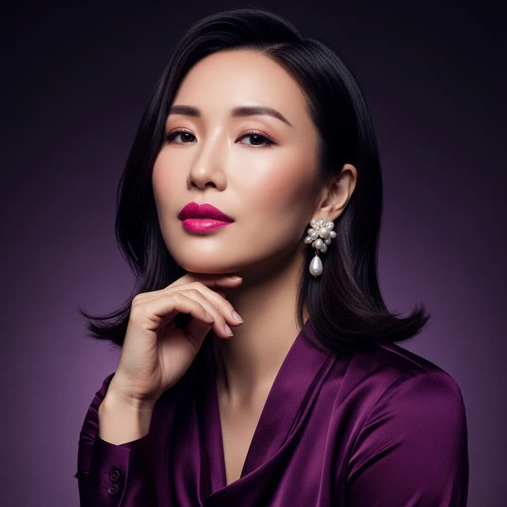 东方女性：梅子色缎面优雅