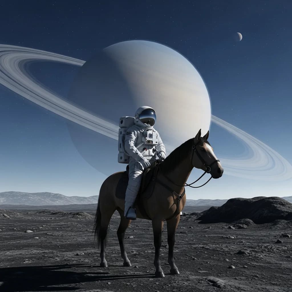 宇航员骑马探索星球