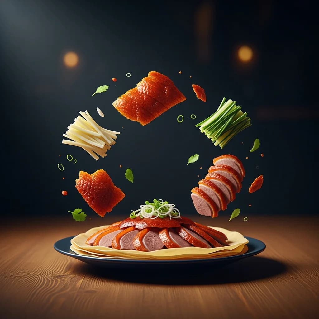 高端美食广告海报：动态食材呈现