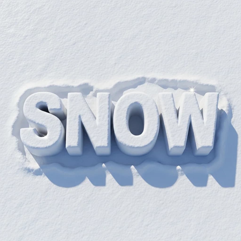 雪地3D立体SNOW字母俯拍