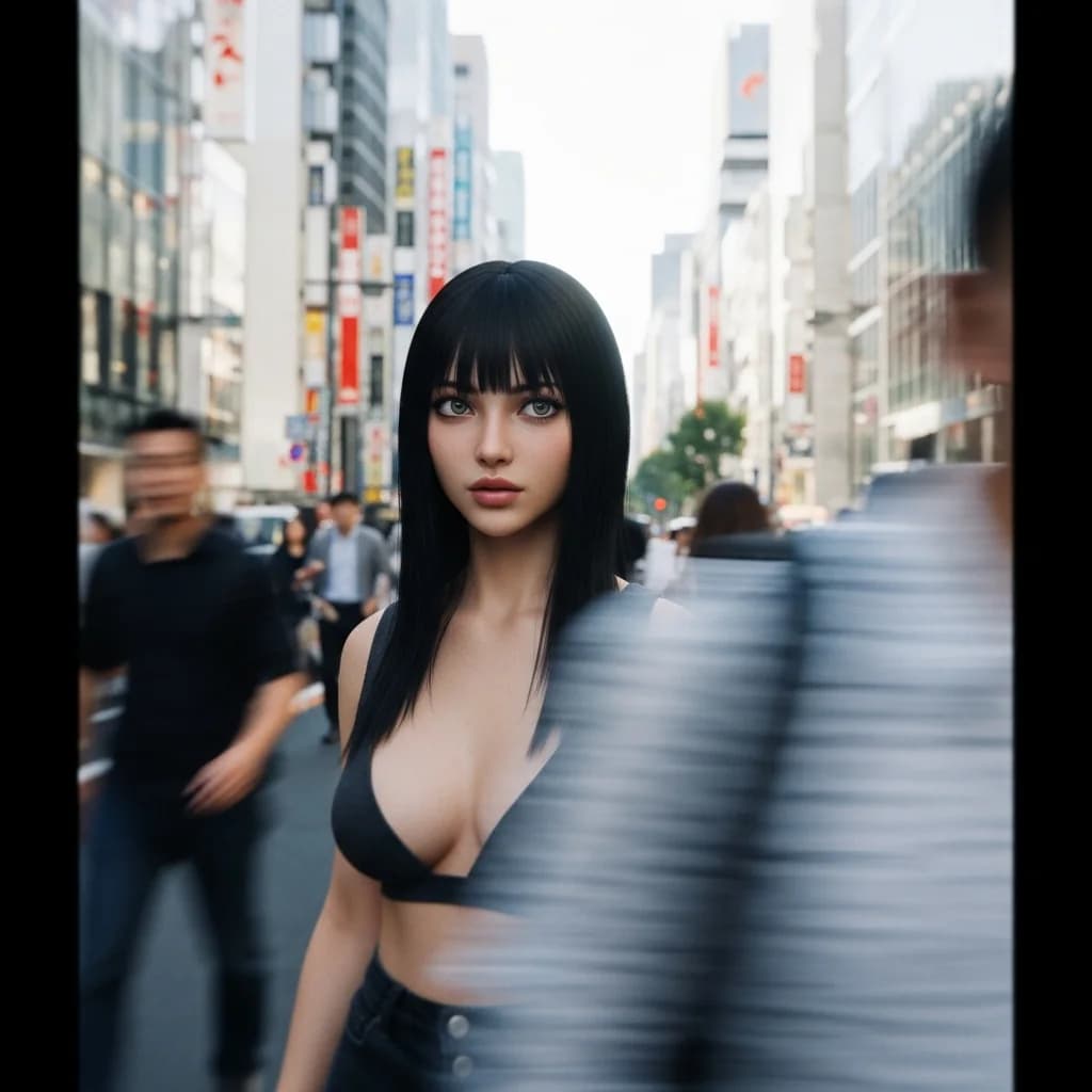 年轻女性街头抓拍