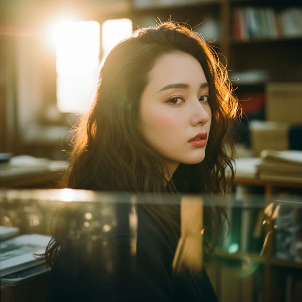 逆光下的胶片少女肖像
