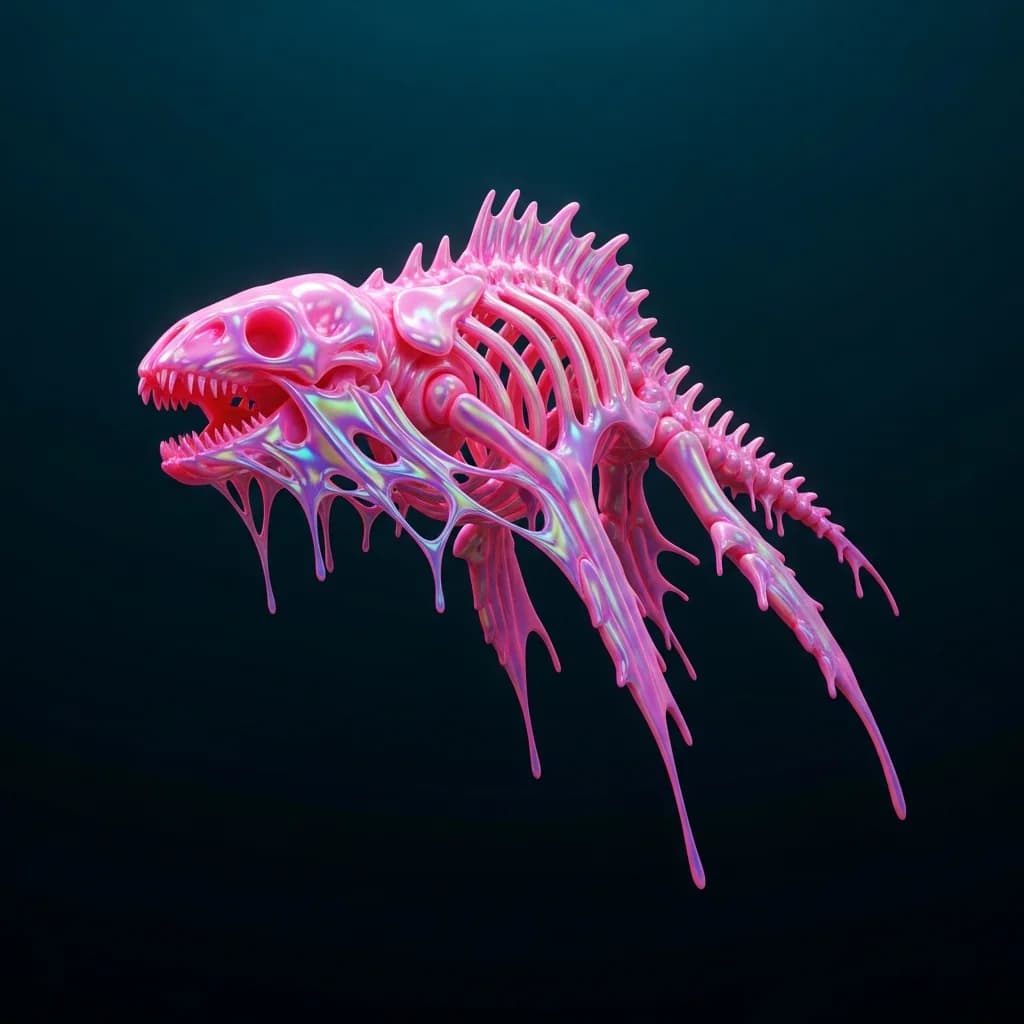 深海摄影：融化发光骨骼生物