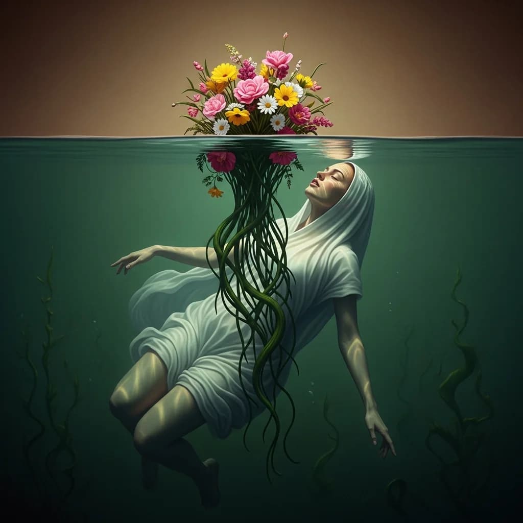 神秘超现实画作中的女性