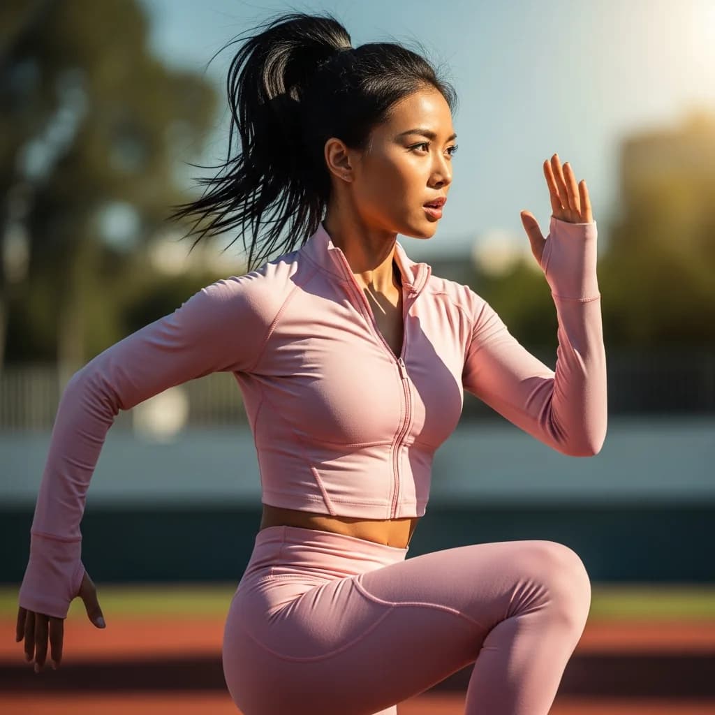奔跑中腾空的女性