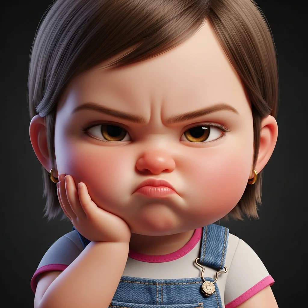 牛仔装暴躁幼童：3D动画肖像