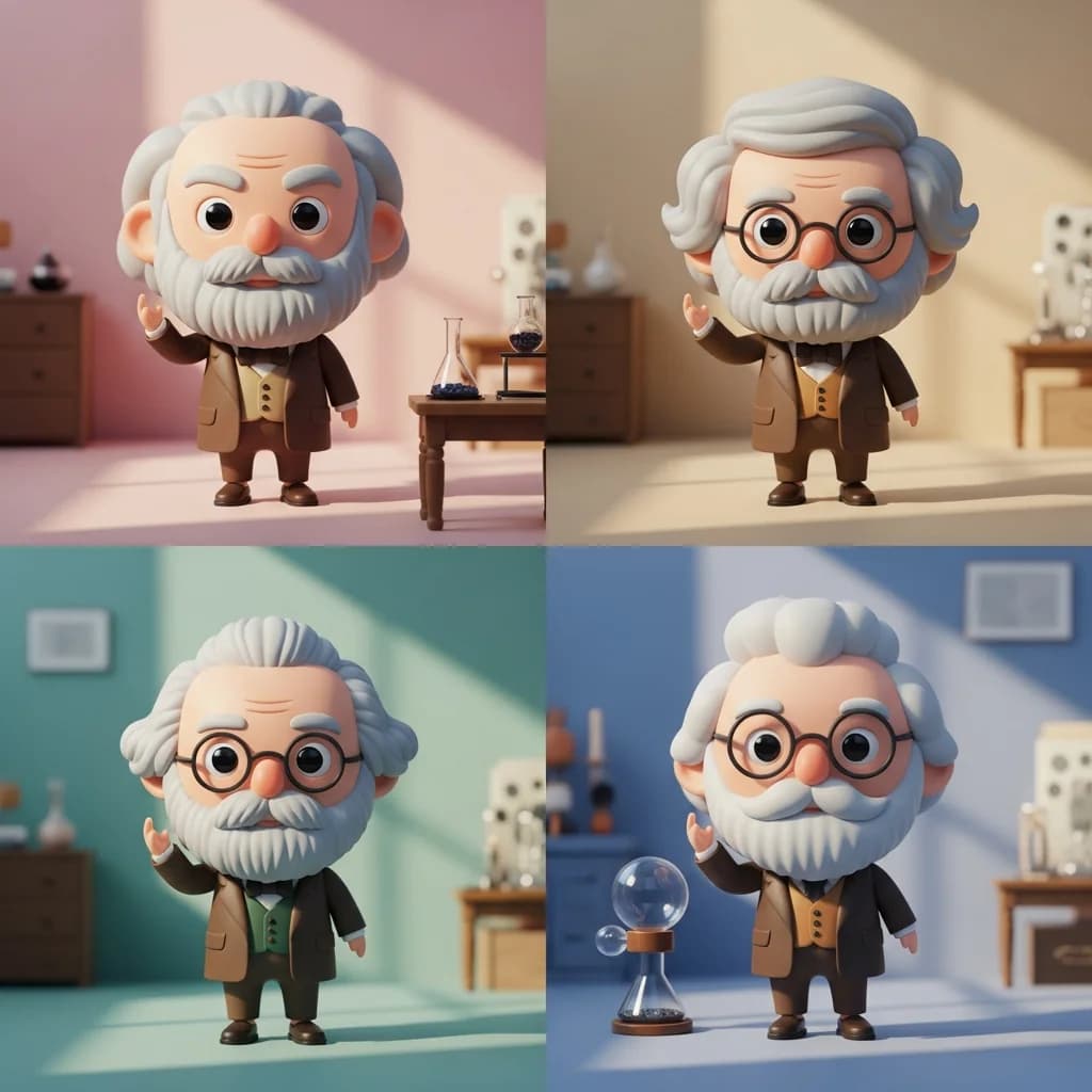 萌系3D科学家四宫格