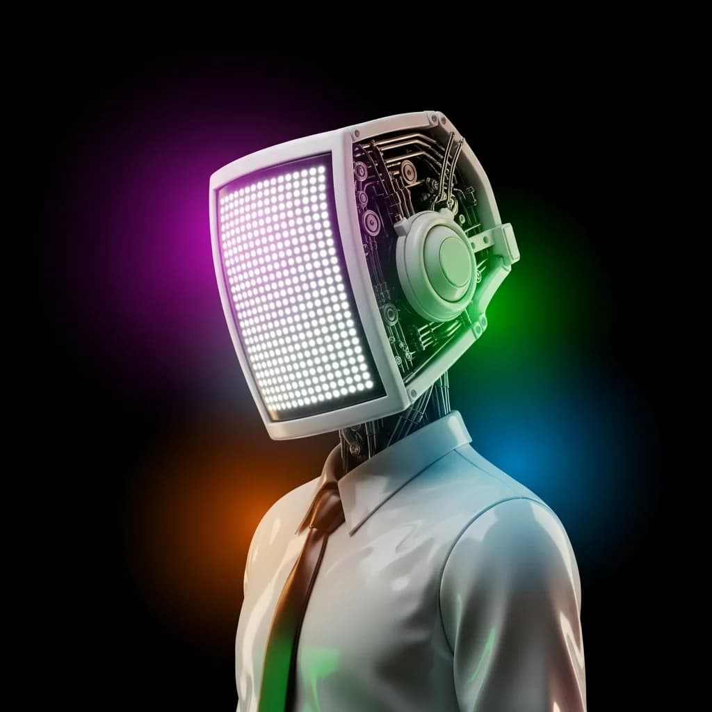 极简时尚LED显示头男子