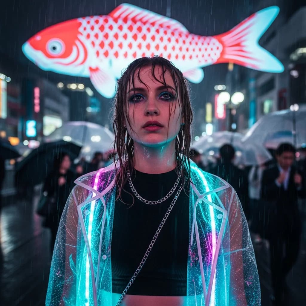 新宿雨中的霓虹之梦