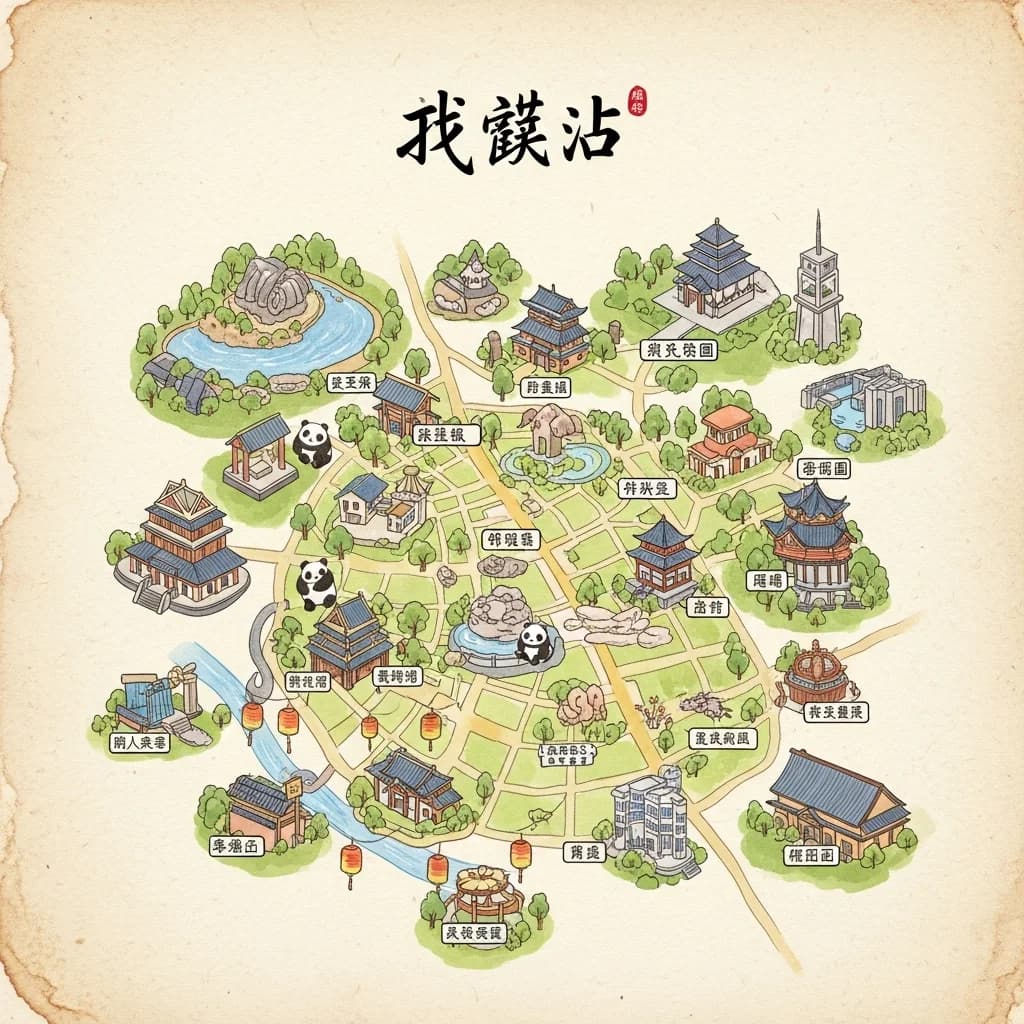 成都手绘旅游地图