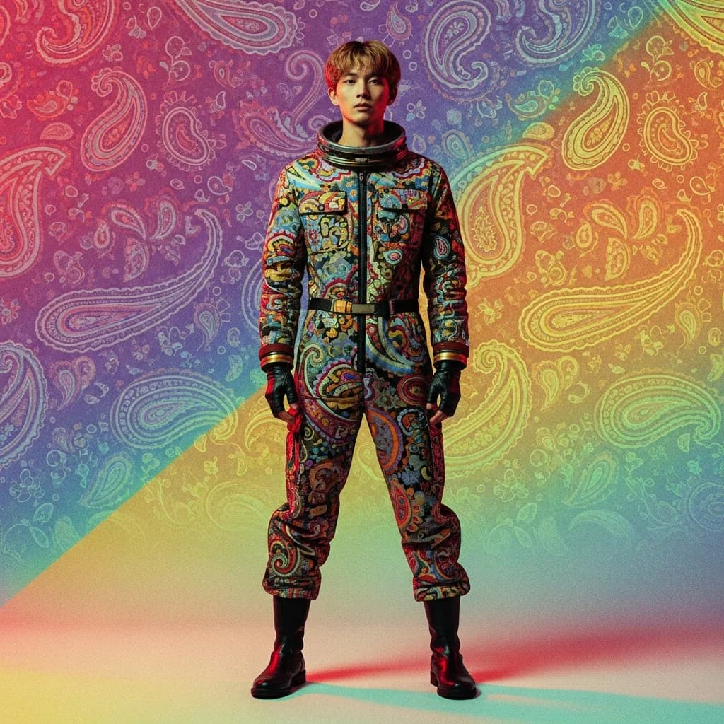 迷幻佩斯利孔版印刷复古海报