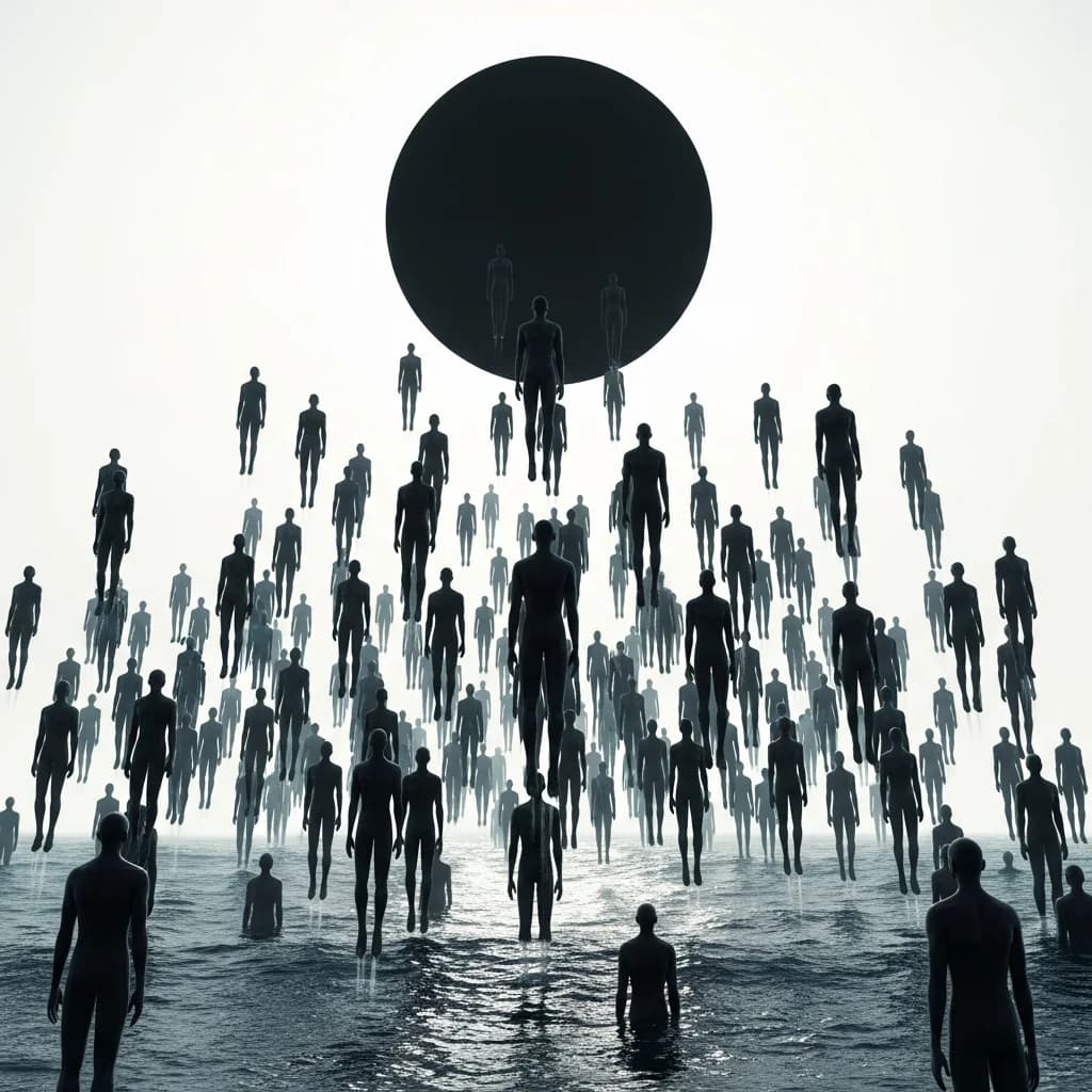 数百黑色人形生物悬浮