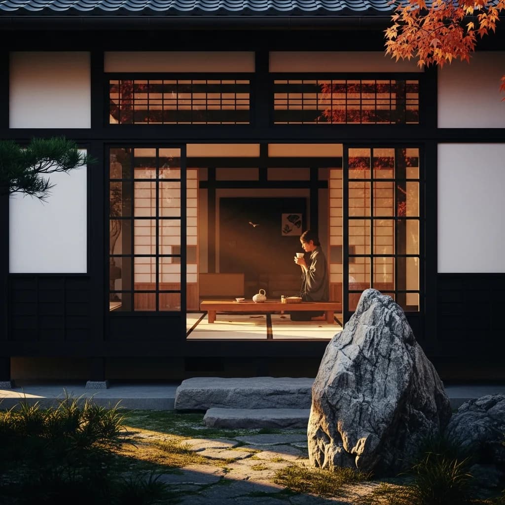 传统日式木屋庭院