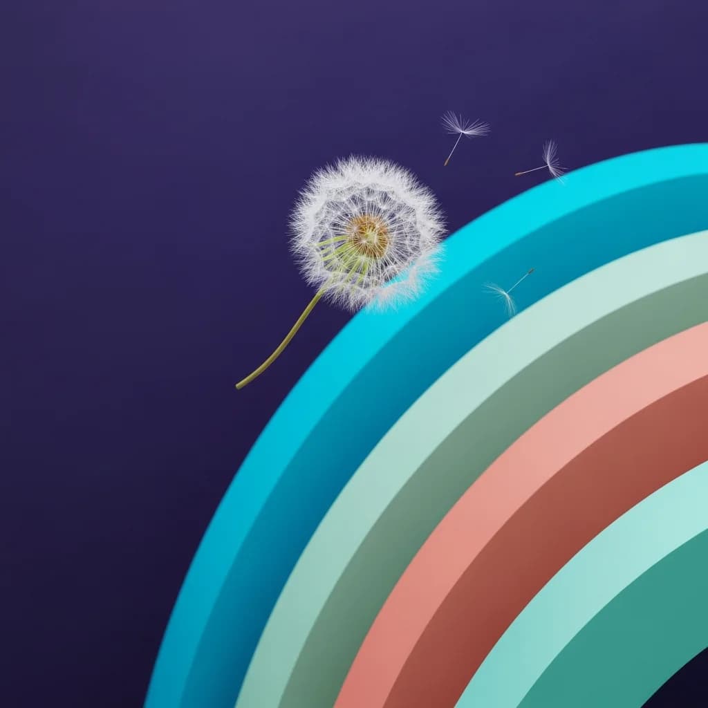 空中飘浮的蒲公英