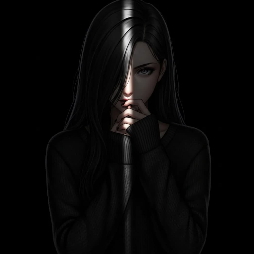 暗光聚焦动漫女性肖像