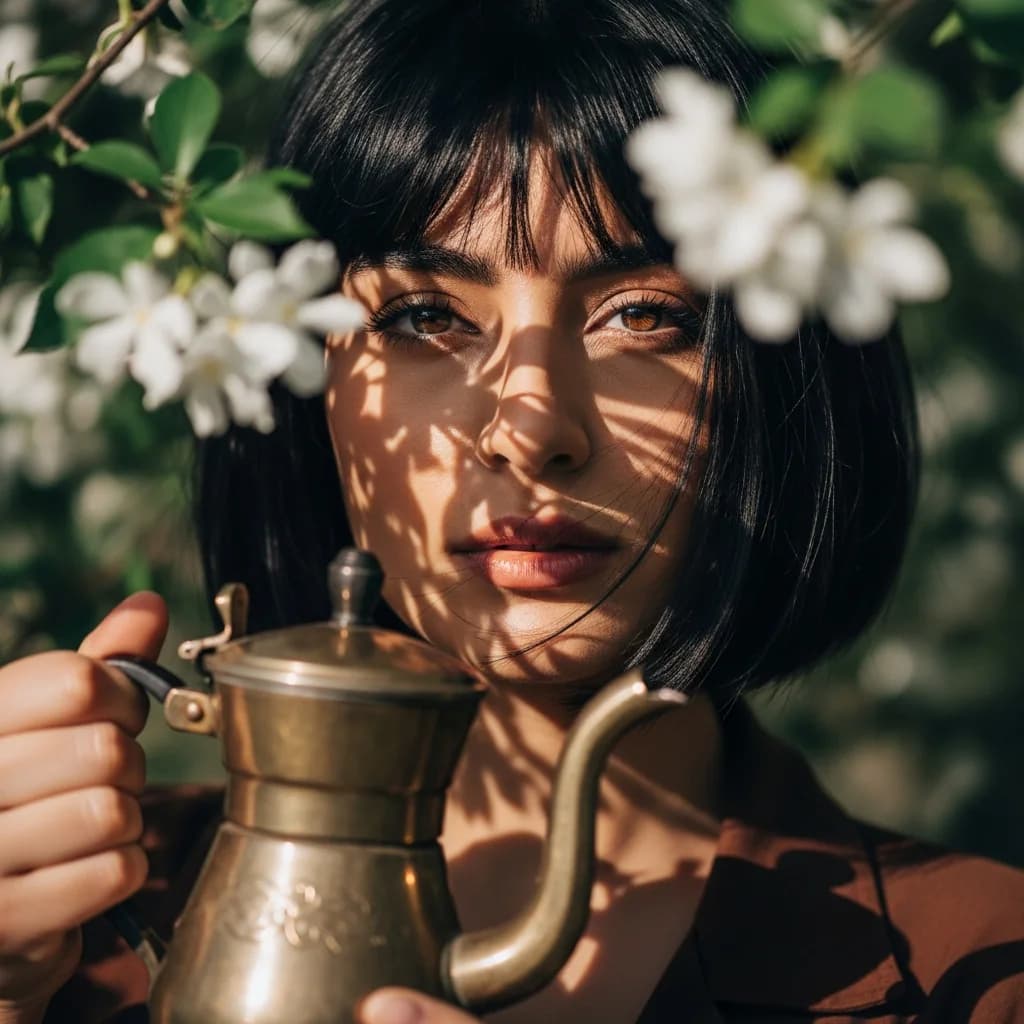异域风情：持咖啡壶的女性
