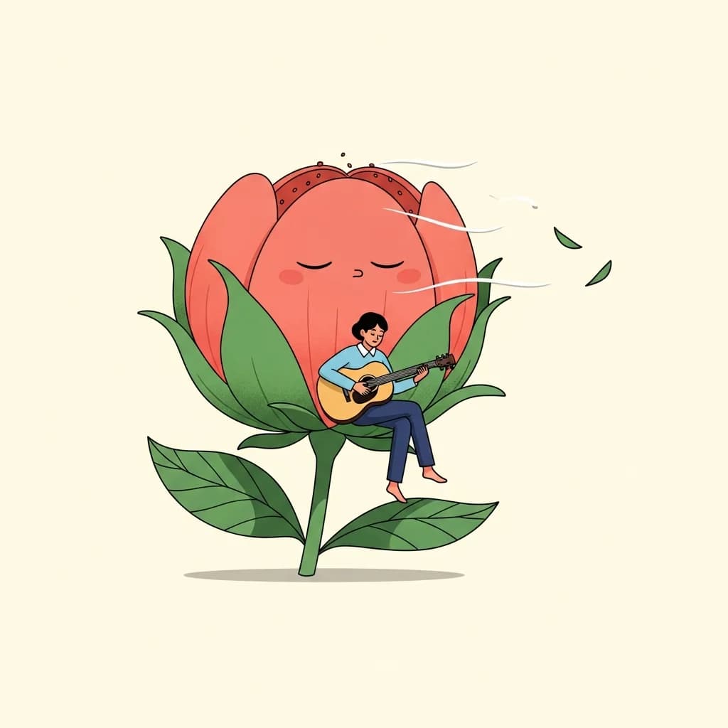 花中人物扁平插画