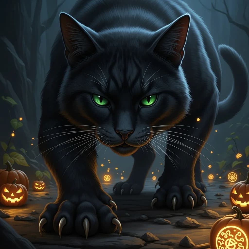 目光锐利的巨型黑猫