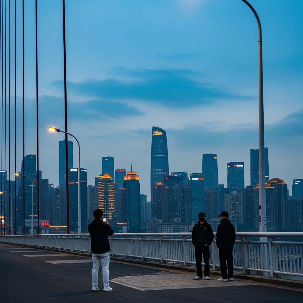 黄昏城市天际线夜景