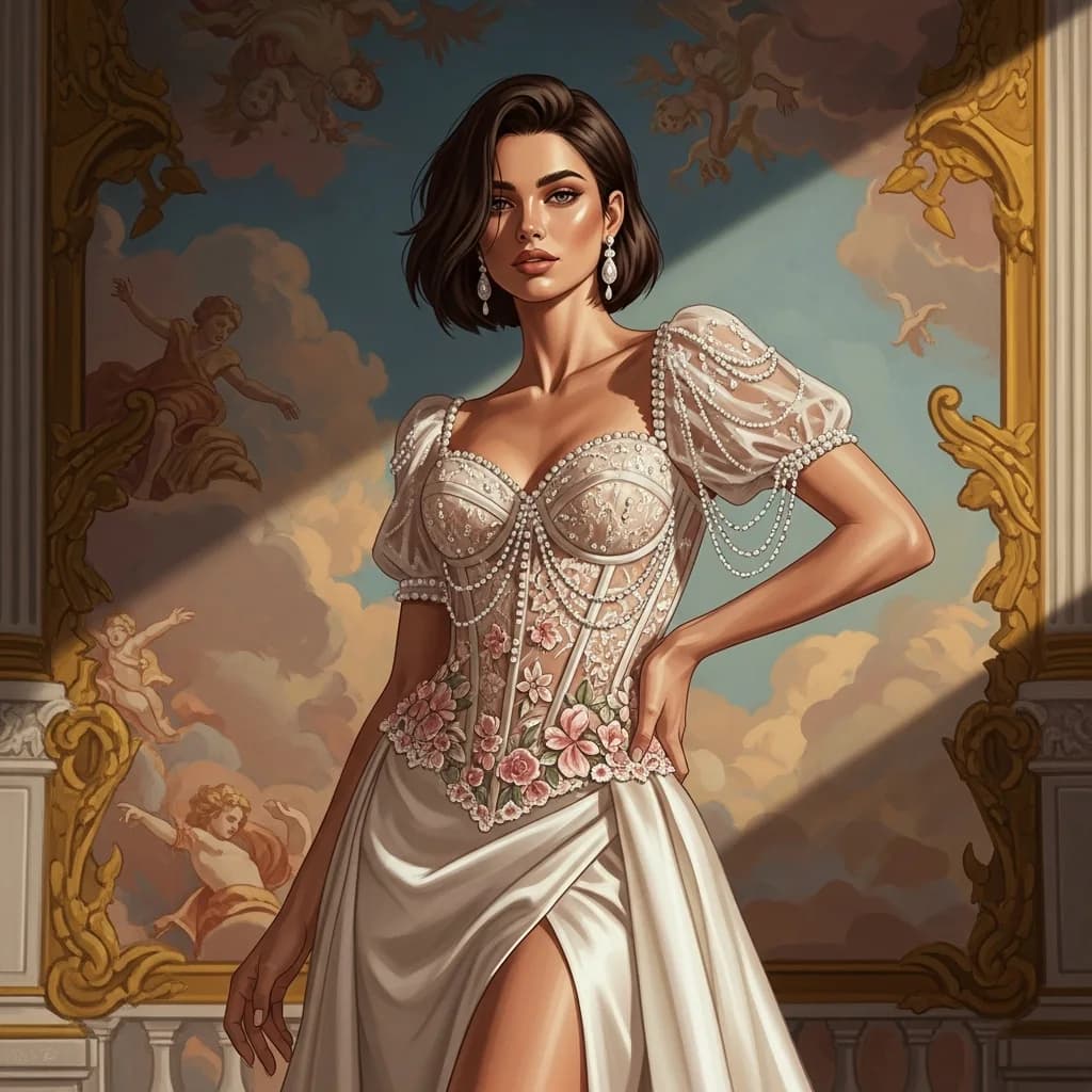 奢华婚纱半写实插画