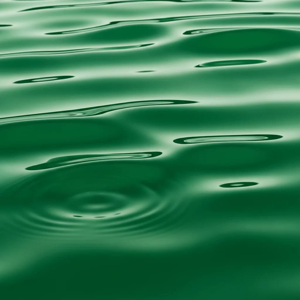 流动绿色液体：水平波浪
