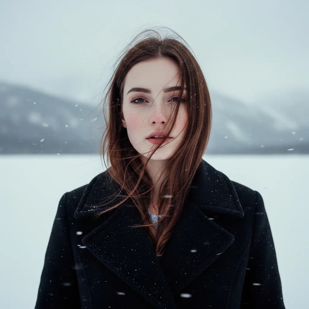 雪山中的电影感人像