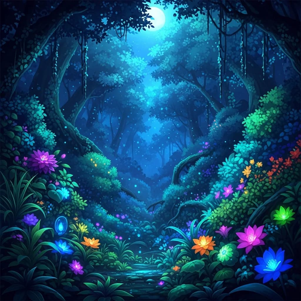 想象：月光下的神秘森林