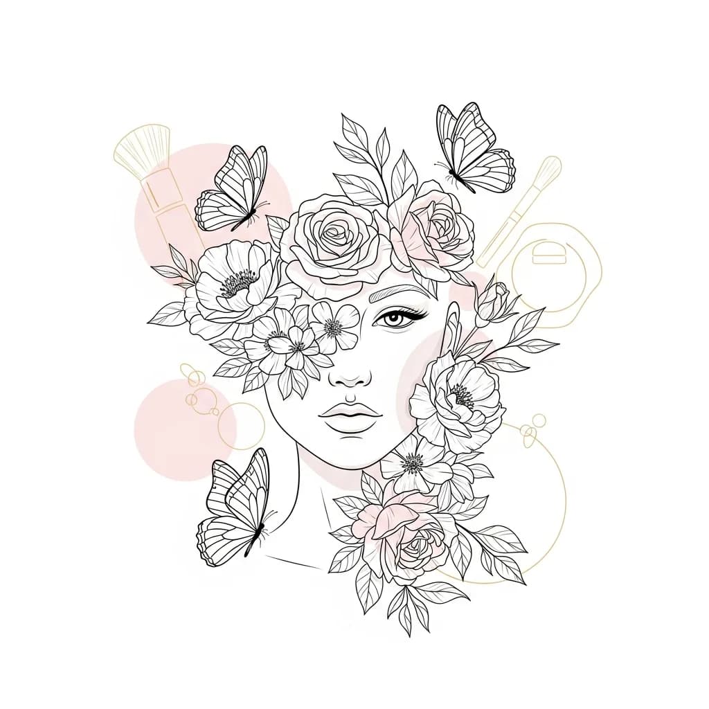 雅致花蝶少女线稿