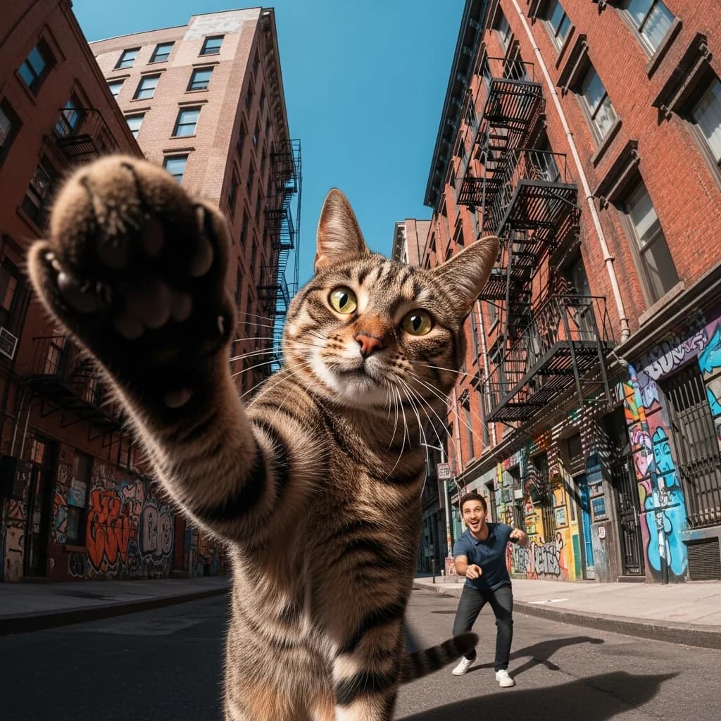自拍时刻：虎斑猫成为焦点