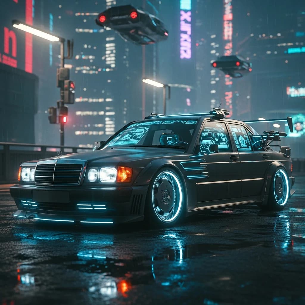 赛博朋克风格经典轿车