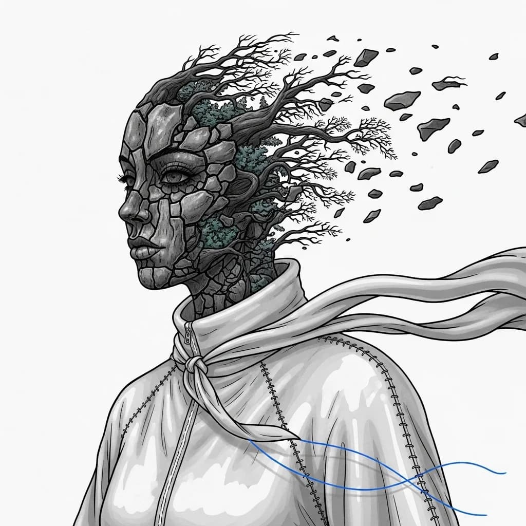 抽象超现实故障艺术插画