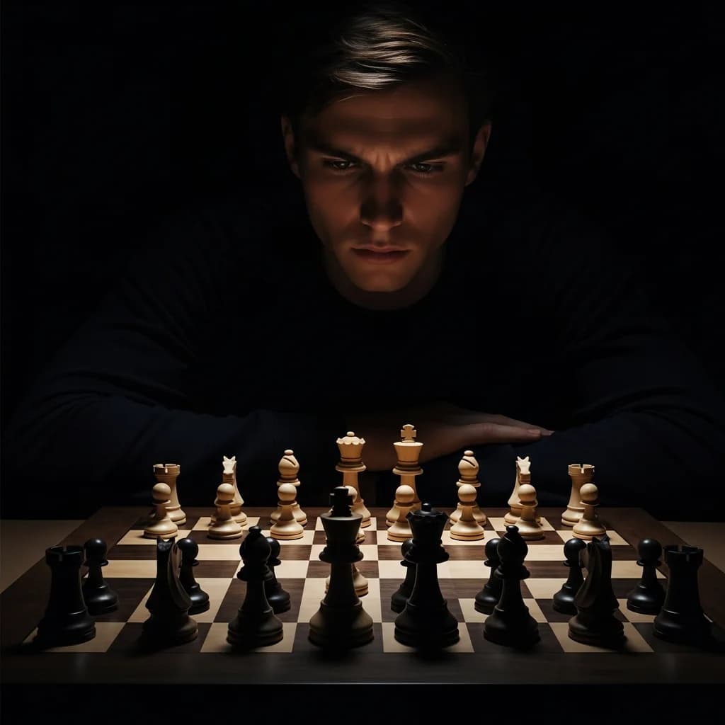 专注棋局：暗背景下的思考