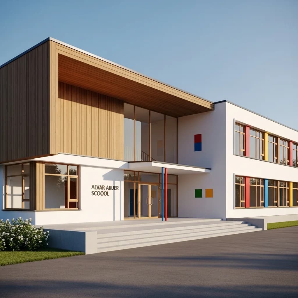 现代极简学校建筑外观