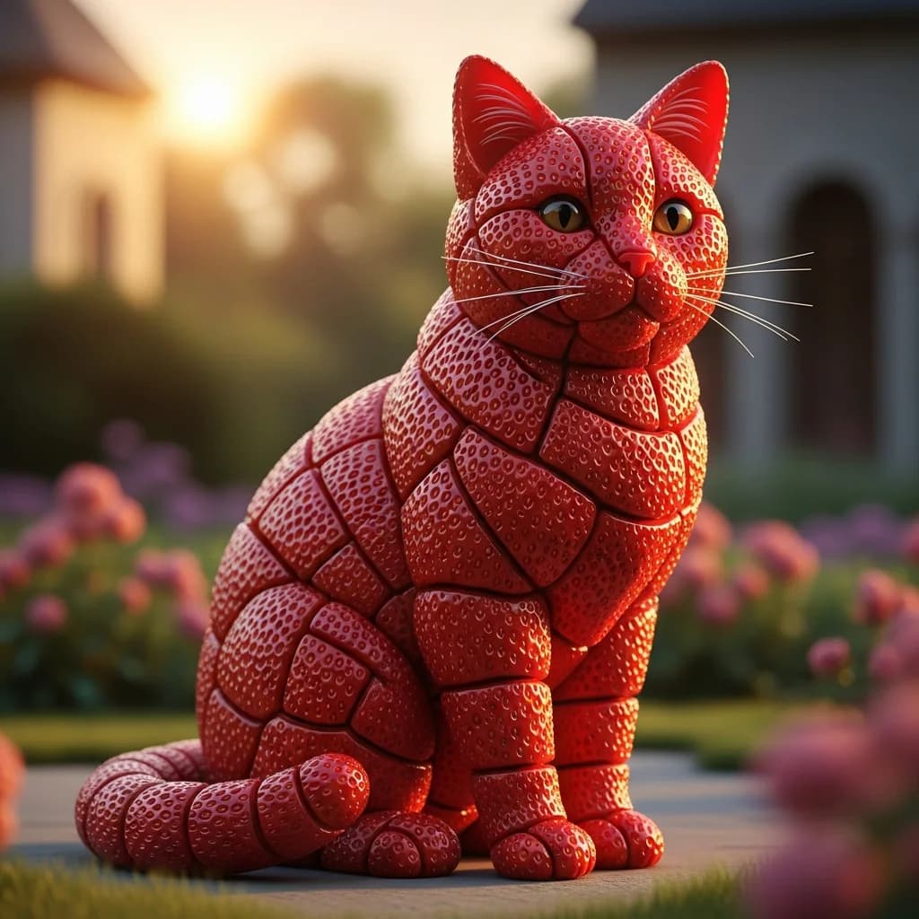 草莓猫咪：花园里的甜蜜