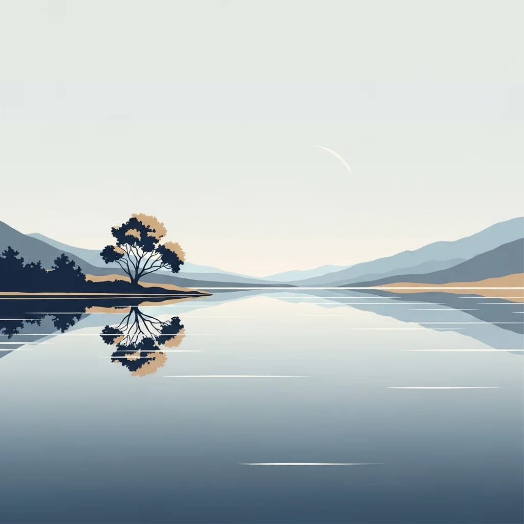 极简主义宁静风景插画