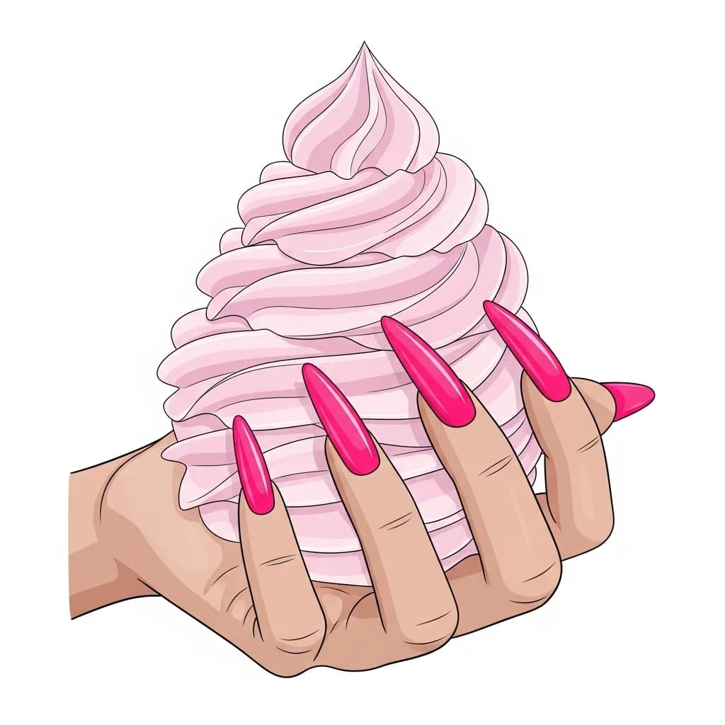 绘画插画：风格化女性手部与亮泽指甲