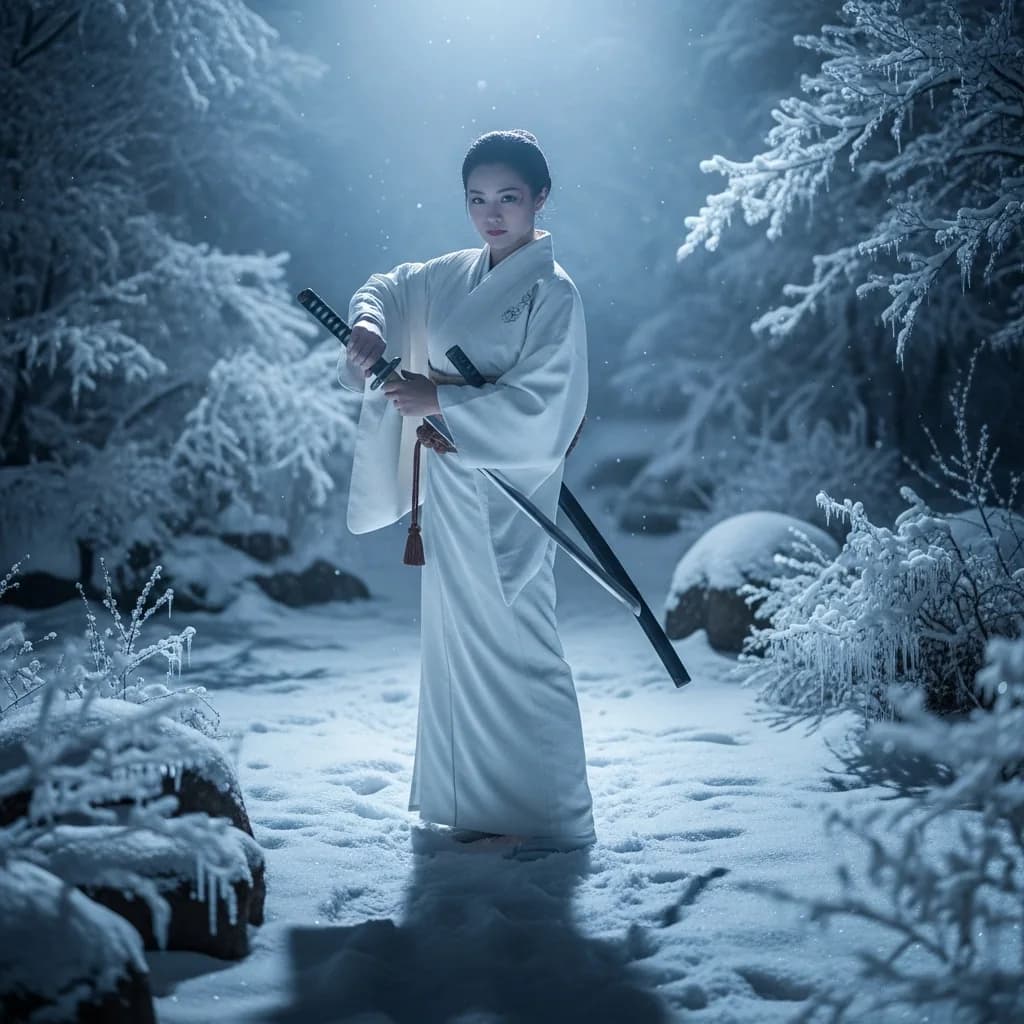 冰雪优雅：武士月下仪式