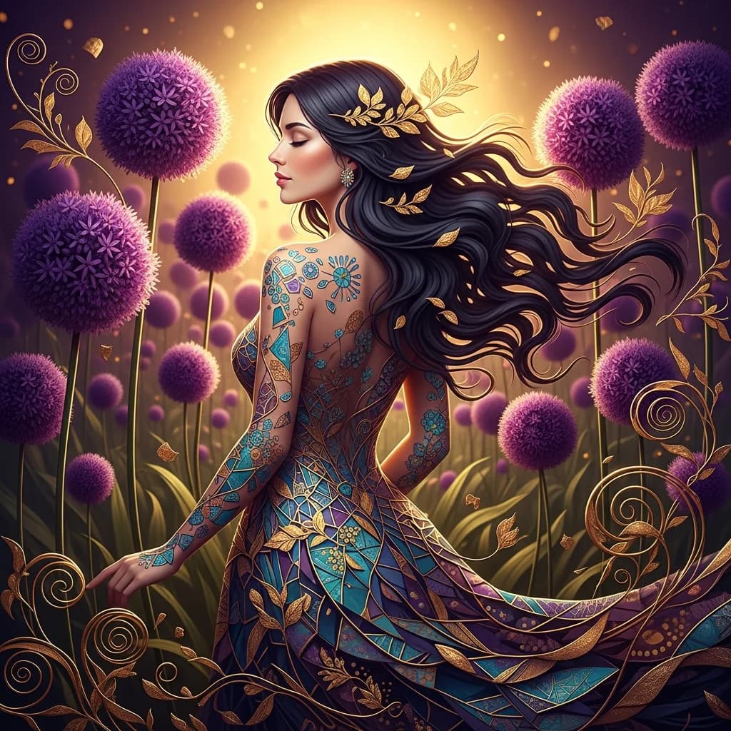 紫色花海中的金色梦想