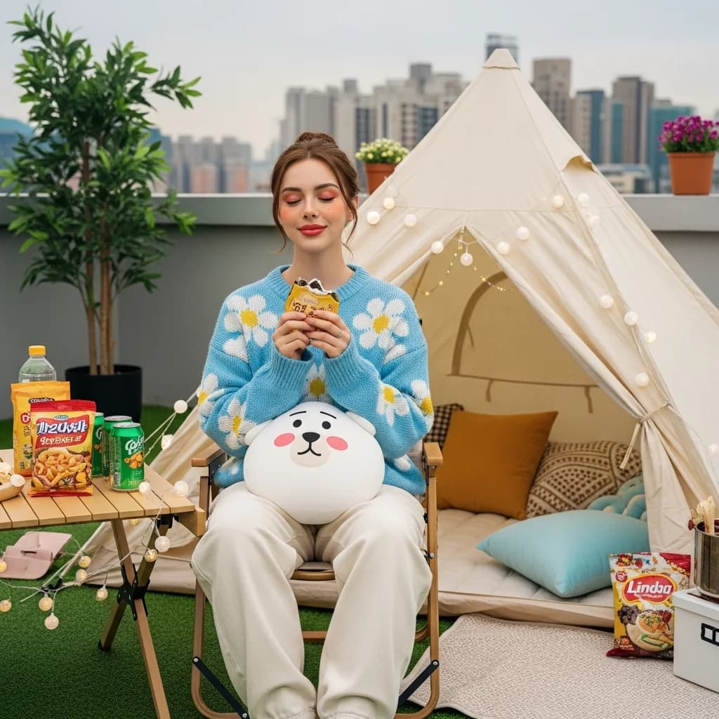 闪烁灯光下的怀旧屋顶