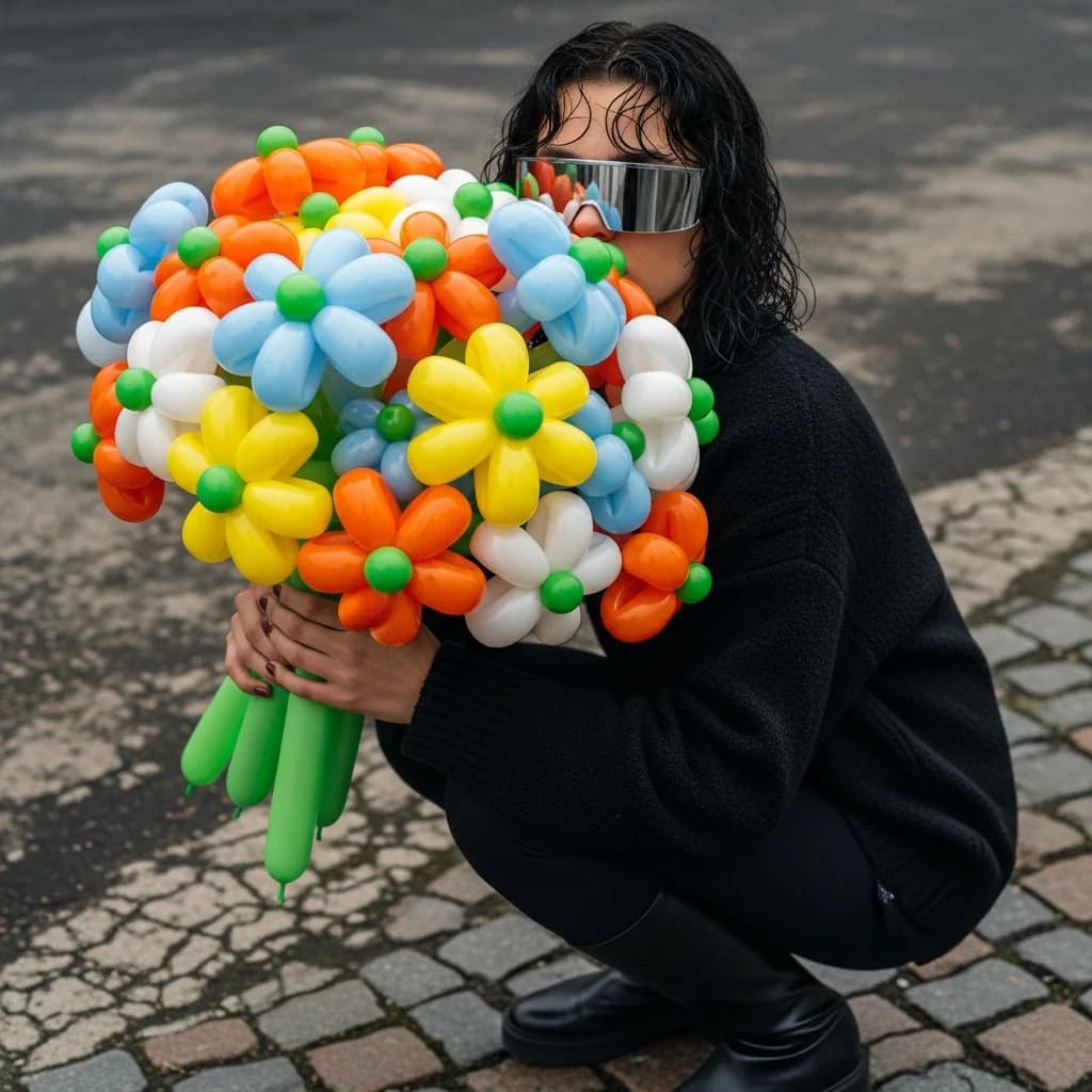 花束遮掩：鹅卵石超写实细节